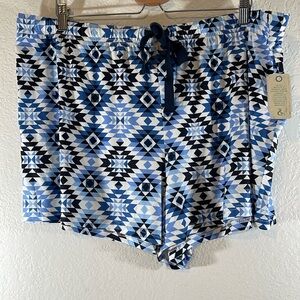 YARN & SEA Sleep Pull On Shorts Tribal Print Lightweight & Breathable Sz 2XL NEW